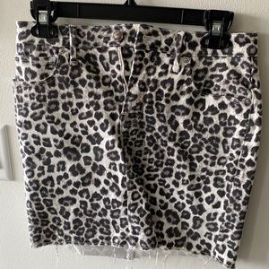 Good American | Size 6 | Womens Denim Cheetah Mini Skirt Stretchy Zip Closure